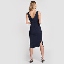 Load image into Gallery viewer, Navy Linen Blend Belted Dress - Allsport
