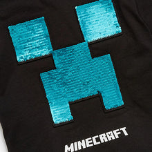 Load image into Gallery viewer, Black Minecraft Flippy Sequin License T-Shirt (3-12yrs) - Allsport

