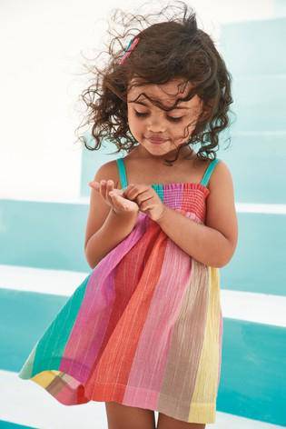 Rainbow Print Shirred Sundress - Allsport