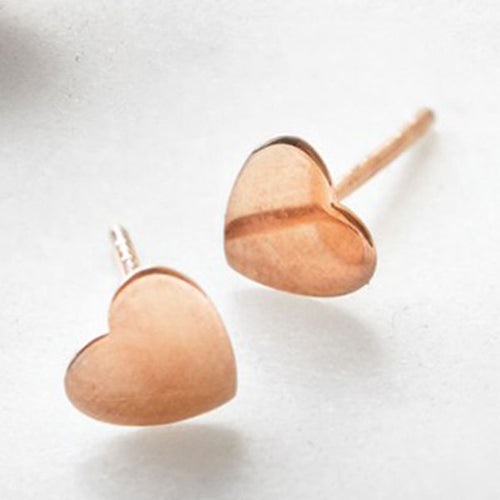 Sterling SIlver Rose Gold Plated Heart Stud Earrings - Allsport