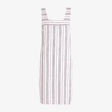 Load image into Gallery viewer, White / Navy stripe Linen Blend Square Neck Dress - Allsport
