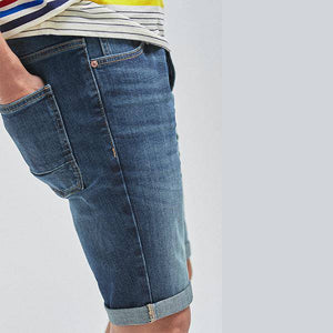 Dark Blue Skinny Fit Authentic Vintage Denim Shorts With Stretch - Allsport