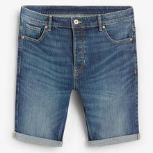 Load image into Gallery viewer, Dark Blue Skinny Fit Authentic Vintage Denim Shorts With Stretch - Allsport

