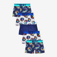 Load image into Gallery viewer, Blue/White Football 5 Pack Trunks (3-12yrs)
