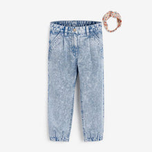 Load image into Gallery viewer, Bright Blue Barrel Jeans With Headband (3-12yrs) - Allsport
