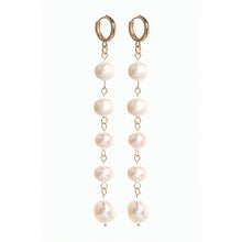 Load image into Gallery viewer, Gold Tone Freshwater Pearl Long Drop Earrings - Allsport
