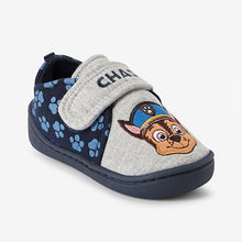 Load image into Gallery viewer, Grey/Navy Strap Touch Fasten Cupsole Slippers (Younger Boys) - Allsport
