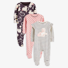 Load image into Gallery viewer, Pink/Charcoal Grey 3 Pack Bunny Sleepsuits (0mths-18mths) - Allsport
