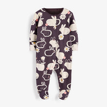 Load image into Gallery viewer, Pink/Charcoal Grey 3 Pack Bunny Sleepsuits (0mths-18mths) - Allsport
