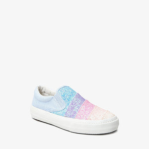 Denim Blue/Rainbow Slip-On Shoes (Older Girls) - Allsport