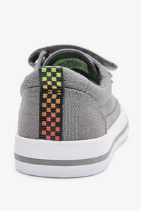 Grey Canvas Strap Touch Fastening Shoes - Allsport