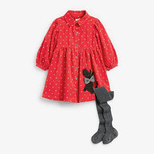 Load image into Gallery viewer, Red Appliqué Dog Dress With Tights (3mths-6yrs) - Allsport
