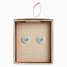 Load image into Gallery viewer, Silver Cubic Zirconia Heart Stud Earrings - Allsport
