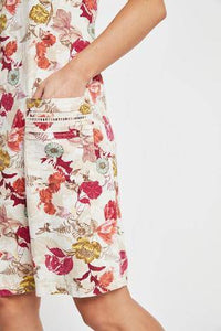 Ecru Floral Linen Blend Shift Dress - Allsport