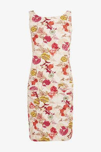 Ecru Floral Linen Blend Shift Dress - Allsport