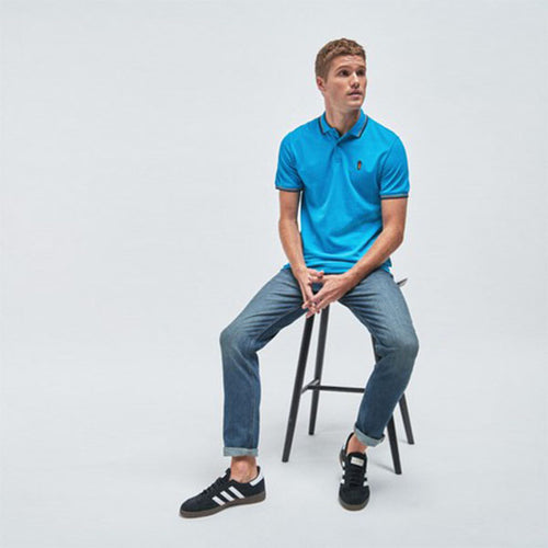 Blue Tipped Regular Fit Polo Shirt - Allsport