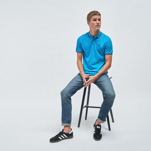 Blue Tipped Regular Fit Polo Shirt - Allsport