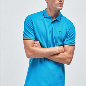 Blue Tipped Regular Fit Polo Shirt - Allsport