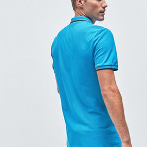 Blue Tipped Regular Fit Polo Shirt - Allsport