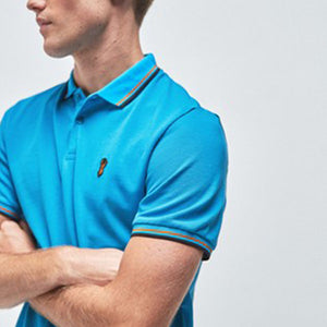 Blue Tipped Regular Fit Polo Shirt - Allsport