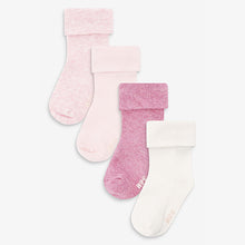 Load image into Gallery viewer, Pink 4 Pack Roll Top Socks (Younger) - Allsport

