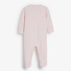 Pink 4 Pack Delicate Bunny Sleepsuits (0-12mths) - Allsport