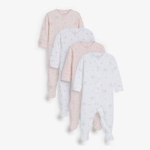 Pink 4 Pack Delicate Bunny Sleepsuits (0-12mths) - Allsport