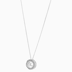 Sterling Silver Pavé Pearl Effect Necklace - Allsport