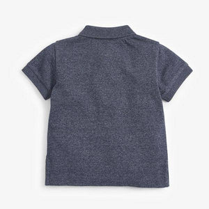 Blue Short Sleeve Textured Poloshirt (3mths-5yrs) - Allsport