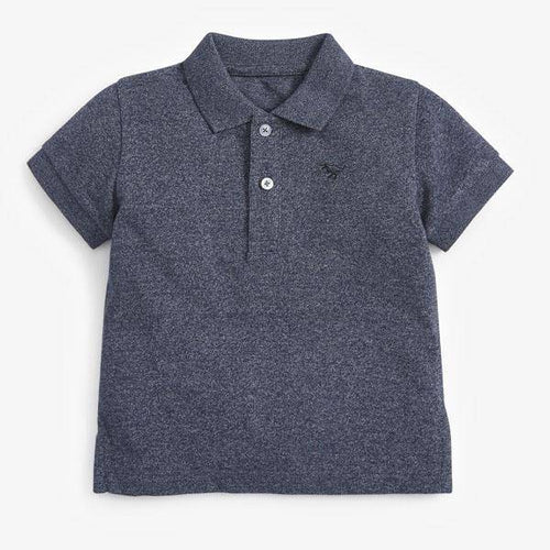 Blue Short Sleeve Textured Poloshirt (3mths-5yrs) - Allsport