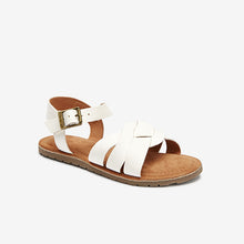 Load image into Gallery viewer, White Premium Woven Leather Sandals (Older Girls)
