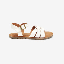 Load image into Gallery viewer, White Premium Woven Leather Sandals (Older Girls)
