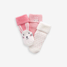 Load image into Gallery viewer, Pink 3 Pack Towelling Socks (0mths-2yrs) - Allsport
