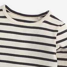 Load image into Gallery viewer, Black /White Stripe Long Sleeve Rib T-Shirt (3mths-6yrs)

