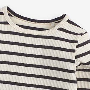 Black /White Stripe Long Sleeve Rib T-Shirt (3mths-6yrs)