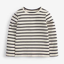 Load image into Gallery viewer, Black /White Stripe Long Sleeve Rib T-Shirt (3mths-6yrs)

