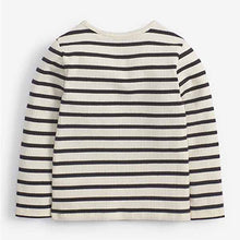 Load image into Gallery viewer, Black /White Stripe Long Sleeve Rib T-Shirt (3mths-6yrs)
