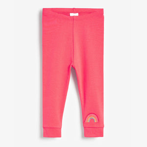 Bright Pink 3 Pack Ribbed Leggings (0mths-18mths) - Allsport
