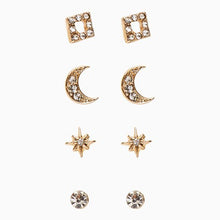 Load image into Gallery viewer, Gold Tone Star Stud Stacker Earring Pack - Allsport
