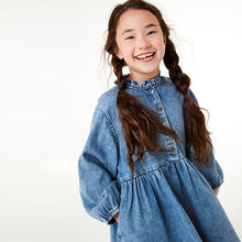 Load image into Gallery viewer, Denim Frill Neck Dress (3-12yrs)
