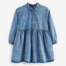 Load image into Gallery viewer, Denim Frill Neck Dress (3-12yrs)
