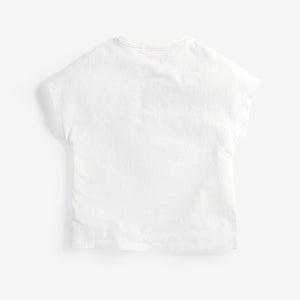 White Shiny Sequin Heart T-Shirt (3-11yrs) - Allsport
