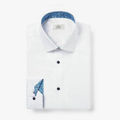 White Regular Fit Single Cuff Trim Detail Shirt - Allsport