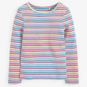 Rainbow Stripes Long Sleeve Ribbed Top (3-12yrs) - Allsport