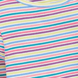 Rainbow Stripes Long Sleeve Ribbed Top (3-12yrs) - Allsport
