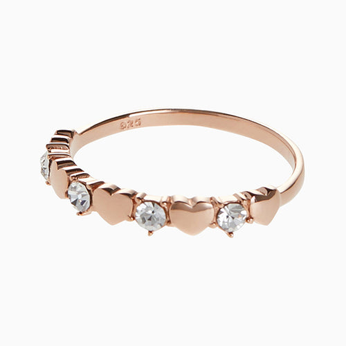 Sterling Silver Rose Gold Plated Heart Eternity Ring - Allsport