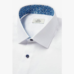 White Regular Fit Single Cuff Trim Detail Shirt - Allsport
