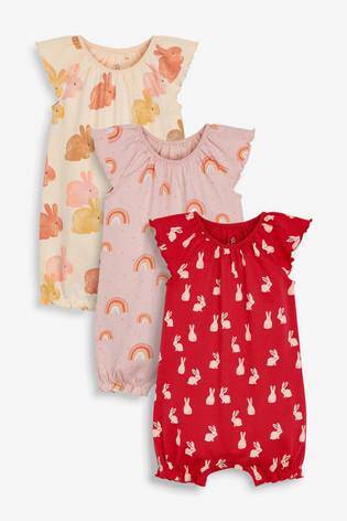 Rust 3 Pack Bunny Rompers  (up to 18 months) - Allsport