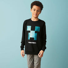 Load image into Gallery viewer, Black Minecraft Sequin Crew Neck Sweater (4-12yrs) - Allsport

