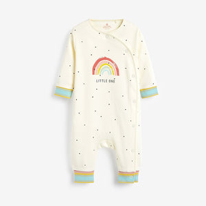 3 Pack Cream Bright Rainbow Baby Footless Sleepsuits (0mths-18mths) - Allsport